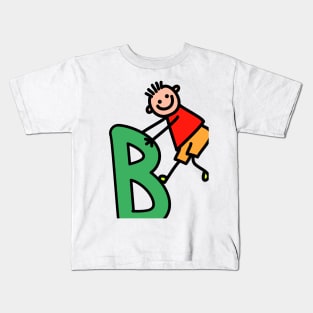 Letter B for Boys alphabet Kids Colorful Cartoon Character Kids T-Shirt